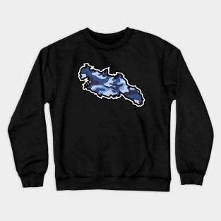 Lasqueti Island Silhouette in Blue Camouflage Pattern - Army Camo - Lasqueti Island Crewneck Sweatshirt